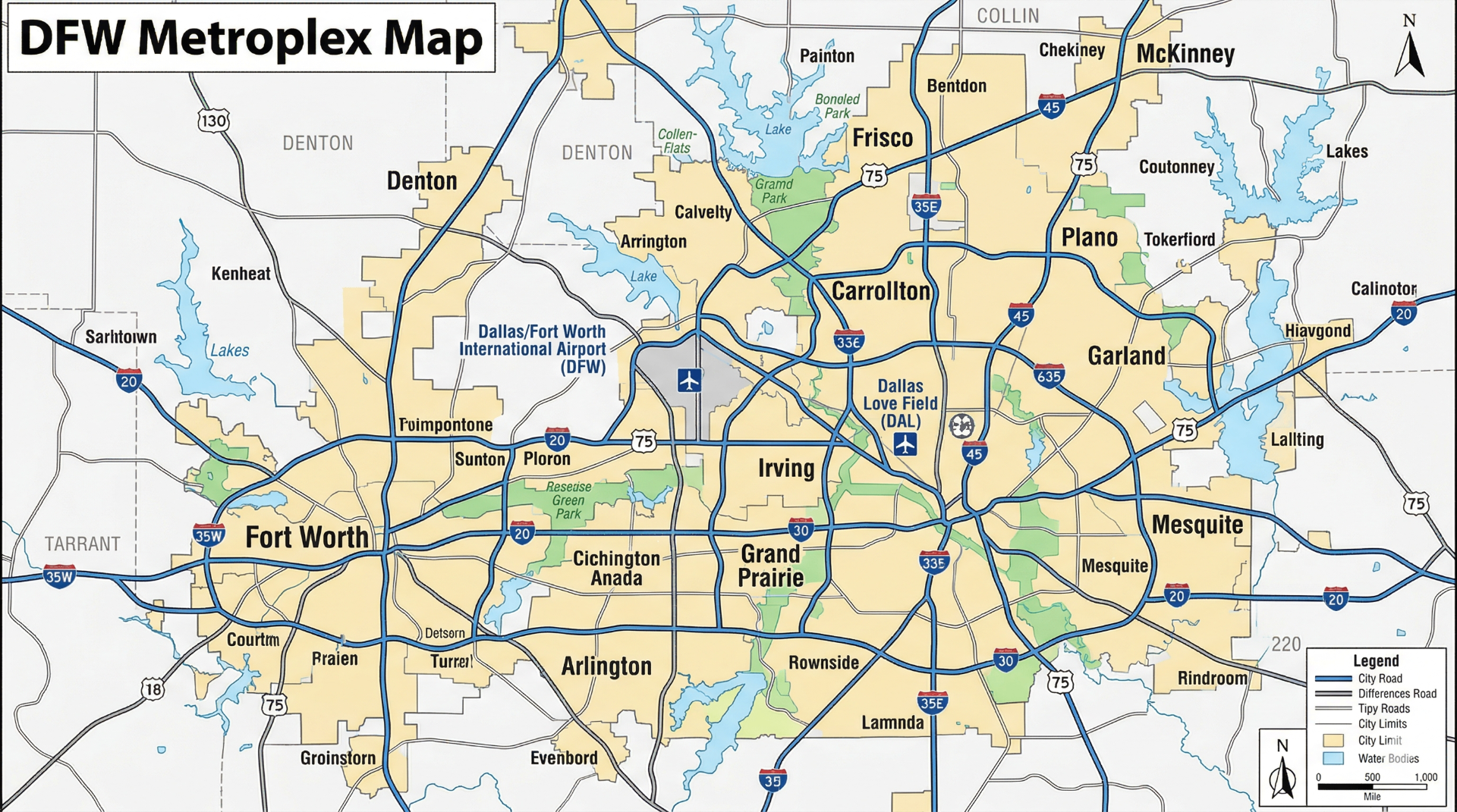 DFW Metroplex map showing areas served by NTX Eviction across Dallas, Tarrant, Collin, Denton, and surrounding counties