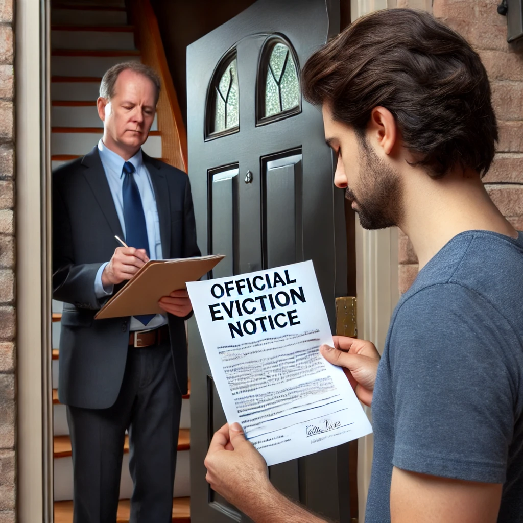 landlord delivering eviction form to a tenant in Dallas county TX