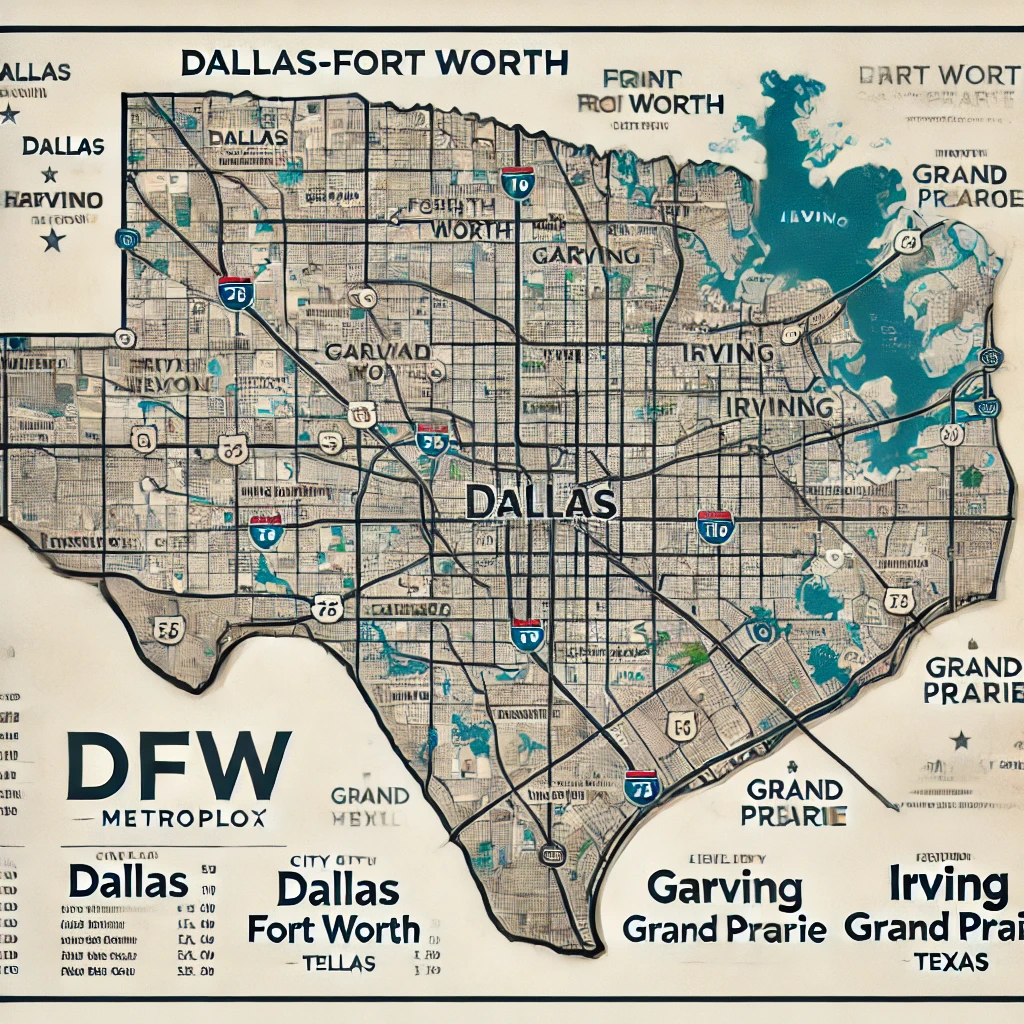 Map of Dallas Fort worth coverage area