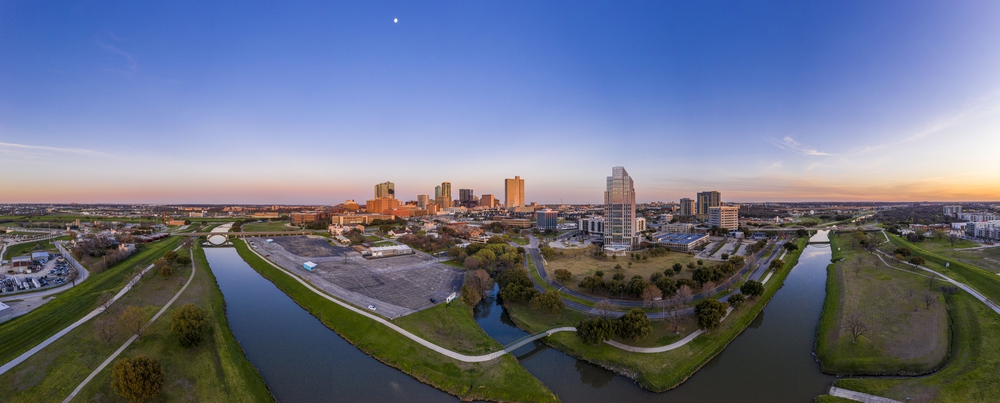 Aerial panorama picture of fort worth TX